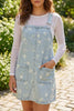 Wash Denim Floral Print Overall Mini Dress test