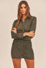 MABLE Front Ruched Button-Down Skinny Mini Shirt Dress test