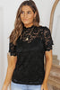 Lace Scalloped Short Puff Sleeve Top test