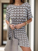 Chevron Round Neck Short Sleeve Knit Dress test