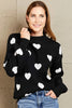 Heart Pattern Lantern Sleeve Round Neck Tunic Sweater test