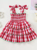 Children's Gingham Tiered Dress with Bow Tie Straps test