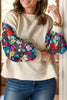 Plus Size Texture Printed Round Neck Long Sleeve Blouse test