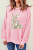 Floral Bunny Round Neck Long Sleeve Sweatshirt test