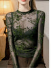 Full Size Sheer Mesh Lace Long Sleeve T-Shirt Plus Size test