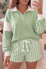 Striped Color Block Pullover Top Drawstring Shorts Set test