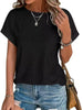 Eyelet Round Neck Short Sleeve T-Shirt test
