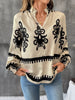 Printed Notched Lantern Sleeve Blouse test