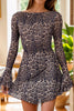 Backless Leopard Flare Sleeve Dress test