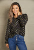 Perfee Printed Round Neck Flounce Sleeve Blouse test
