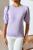 Round Neck Puff Sleeve Knit Top test