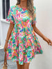 Printed Round Neck Short Sleeve Dress test