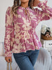 Printed Tie Neck Flounce Sleeve Blouse test