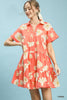 Umgee Floral Tiered Collared Babydoll Dress