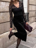 Elegant Lace and Velvet Midi Dress test