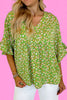 Ruffled Floral V-Neck Half Sleeve Blouse test