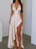 Satin Halter Neck High-Slit Maxi Dress test