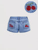 Cherry Embroidered Denim Shorts test