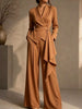 Full Size Belted Blazer and Wide-Leg Pants Set Plus Size test