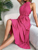 Pleated Tie Waist Sleeveless Midi Dress test