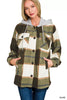 Zenana Plaid Drawstring Hooded Fleece Shacket