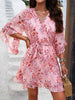 Devine Ruffled Printed Surplice Half Sleeve Mini Dress test
