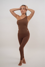 I Am Wealthy Brown One Shoulder Top
