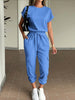 Round Neck Short Sleeve Top and Pants Set test