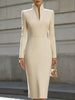 Full Size Stand-Collar Long-Sleeve Midi Dress Plus Size test