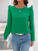 Ruffled Round Neck Long Sleeve Textured Blouse test