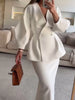 Double-Breasted Peplum Blazer and Skirt Set test