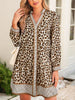 Leopard Print Striped Patchwork 3/4 Sleeve Loose Mini Dress