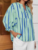Striped Button Front Notched Blouse test