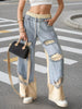 Distressed Denim Patchwork Wide-Leg Pants test