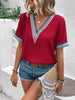 Full Size V-Neck Short Sleeve Blouse test