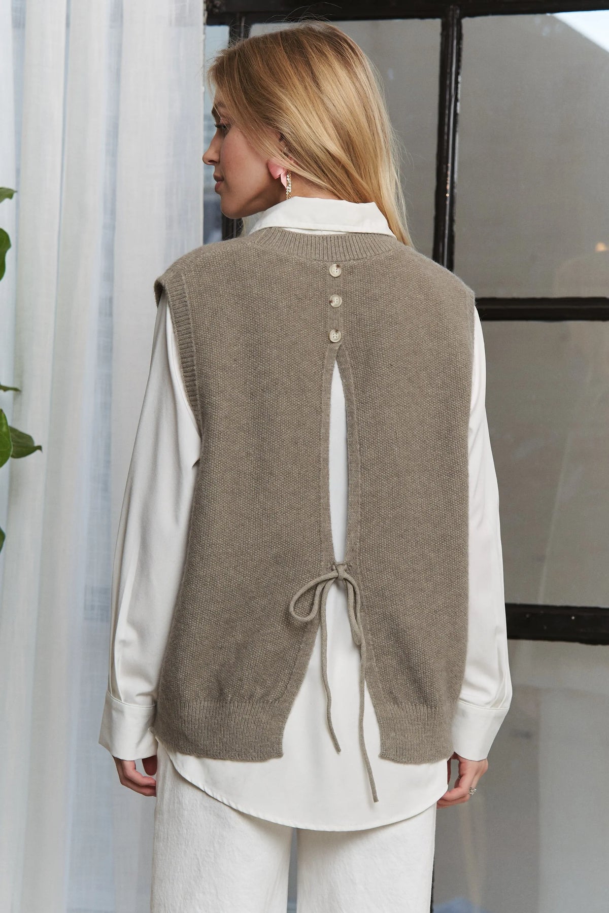 ADORA Round Neck Vest with Slight Open Back - Shopimist