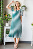 Striped V-Neck Short Sleeve Side Slit Dress test