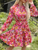 Perfee Tie Front Printed Long Sleeve Mini Dress test