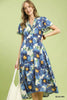 Umgee Tropical Floral V-Neck Flutter Sleeve Tiered Midi Dress test