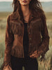 Suede Fringe Button Up Jacket test