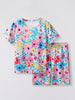 Children's Floral Round Neck Tee and Shorts Set test