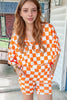 Checkerboard V Neck Loose Tee and Shorts Set test