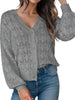 Chic V-Neck Openwork Button-Down Knit Cardigan test
