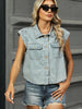 Button Up Cap Sleeve Denim Jacket test