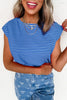 Striped Round Neck Cap Sleeve T-Shirt test