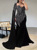 Rhinestone Pearl Detail One-Shoulder Mermaid Maxi Dress test
