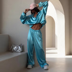 Satin Wide-Leg Two-Piece Set