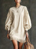 Fringed Puff Sleeve Mini Dress test