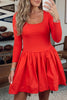 U Neck Long Sleeve Fit and Flare Mini Dress test