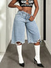 Distressed Wide-Leg Denim Shorts test
